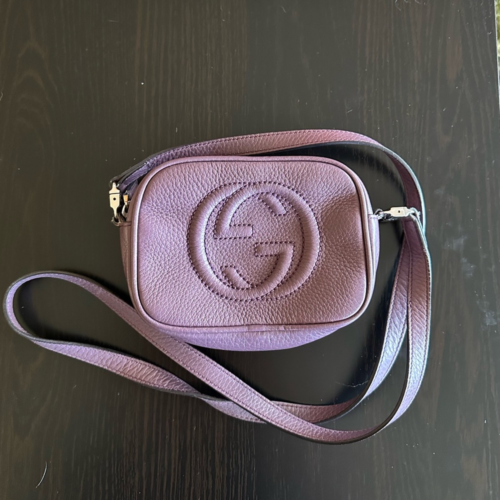Authentic Gucci Purple Crossbody Bag with Iconic GG Logo